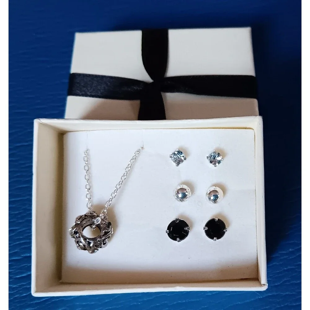 Necklace And 3 Pierced Earrings New Avon Jewelry Set with Gift Box